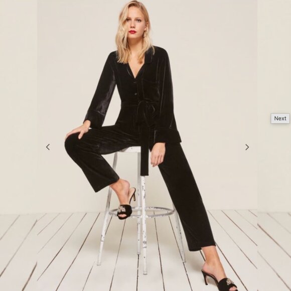 Reformation Bentley Jumpsuit Black 0 - Picture 1 of 5